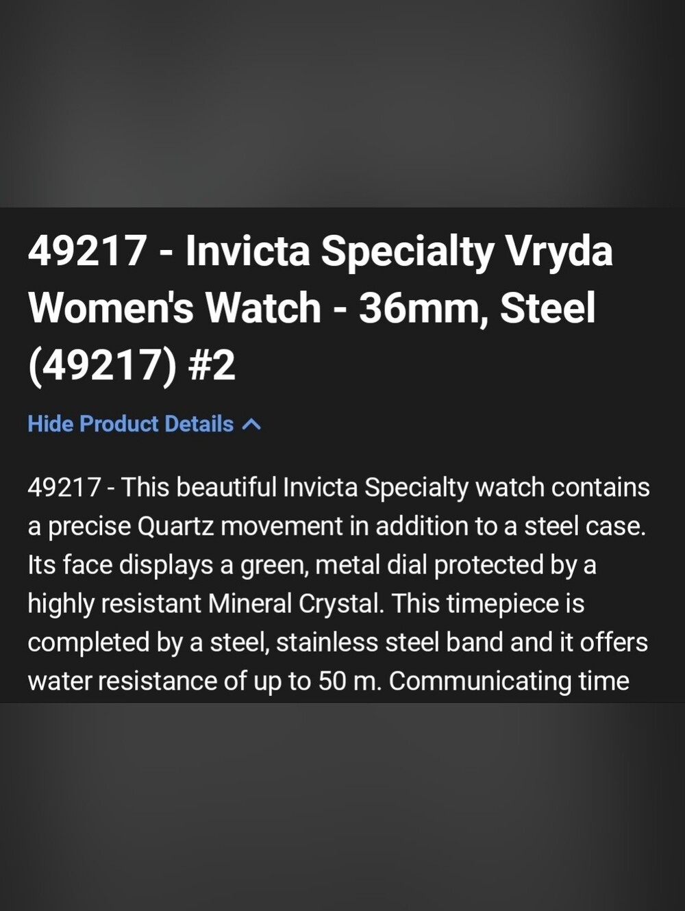 NEW Invicta Specialty Women's Watch - 36mm. Steel Green Dial Flutted Bezel 49217 - Picture 8 of 9